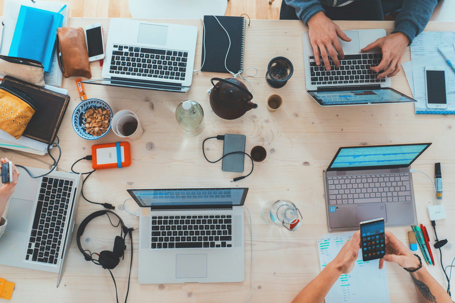 People working together on laptops