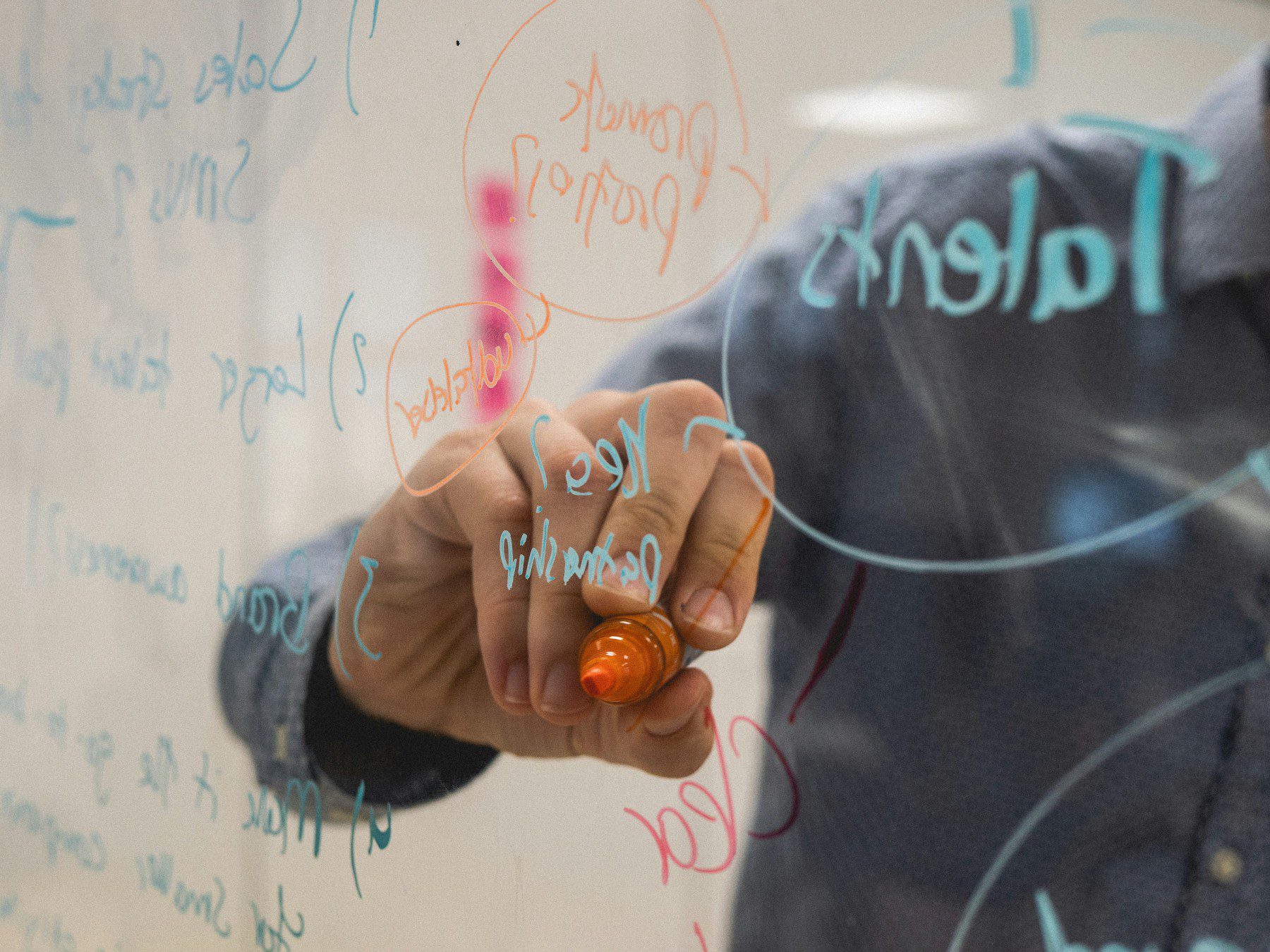 Man taking notes on a board